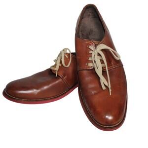 Cole‎ Haan Mens 10M Brown Leather Shoes with Red Detail